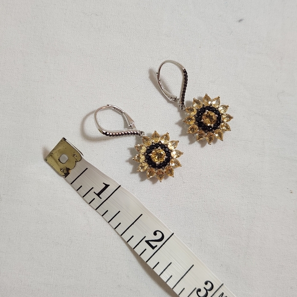 NIB Yellow Citrine Rhodium Over Silver Earrings 4.89ctw - Picture 4 of 7